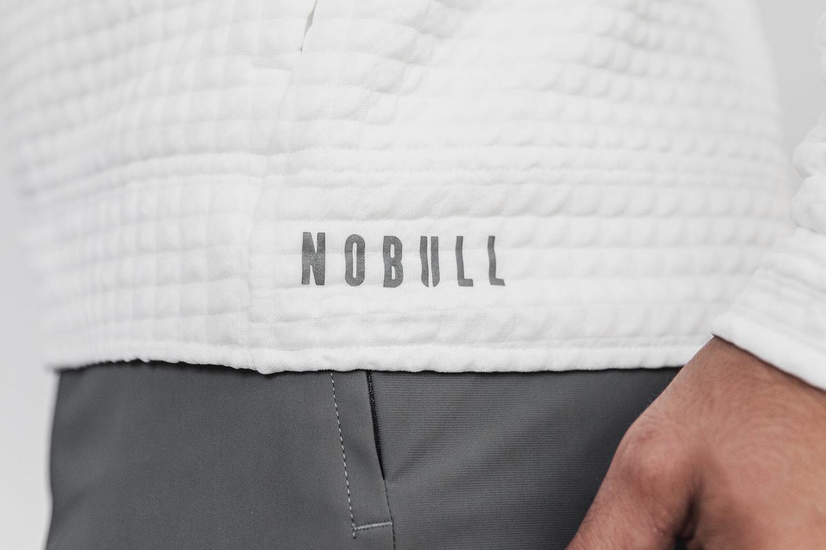 Nobull Quilted Zip-up Men's Jackets White | Australia (JQ3075)